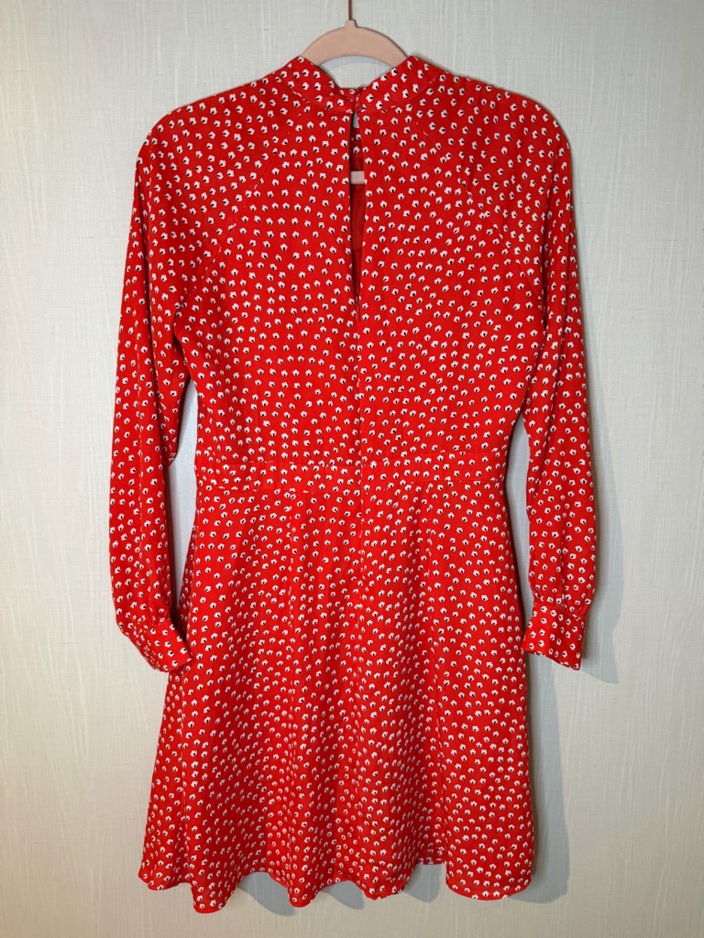 Banana Republic Red Long-Sleeve Floral Printed Shift‎ Dress 4 - Picture 4 of 6